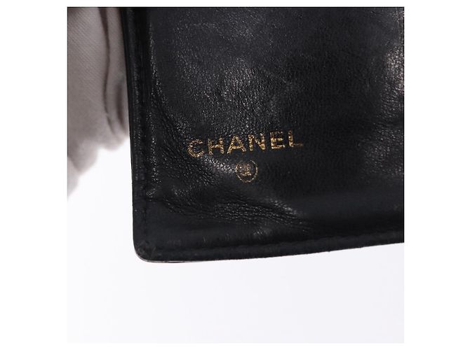 Carteira Longa CHANEL Caviar Skin Black Gold CC Auth 195978 Preto Dourado - vista 17