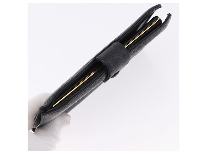 Carteira Longa CHANEL Caviar Skin Black Gold CC Auth 195978 Preto Dourado - vista 5
