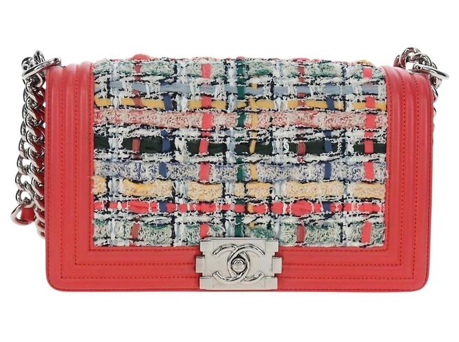 CHANEL Boy Chanel 25 Borsa a tracolla con catena in tweed rosa argento CC Auth BA14598SAM - vista 13