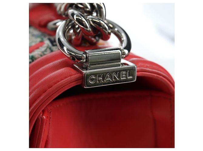 CHANEL Boy Chanel 25 Borsa a tracolla con catena in tweed rosa argento CC Auth BA14598SAM - vista 18