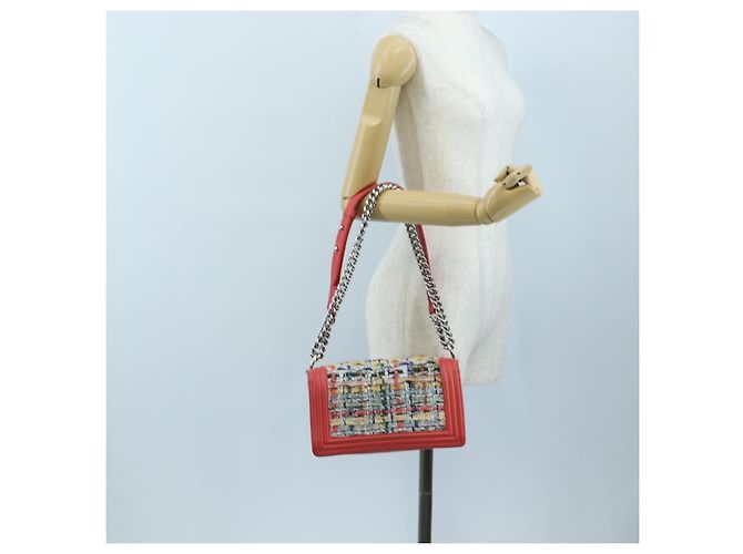 CHANEL Boy Chanel 25 Borsa a tracolla con catena in tweed rosa argento CC Auth BA14598SAM - vista 25