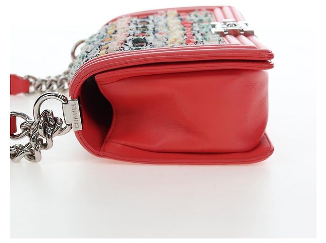 CHANEL Boy Chanel 25 Borsa a tracolla con catena in tweed rosa argento CC Auth BA14598SAM - vista 3