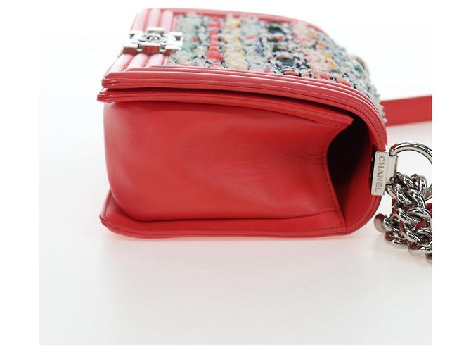 CHANEL Boy Chanel 25 Borsa a tracolla con catena in tweed rosa argento CC Auth BA14598SAM - vista 4