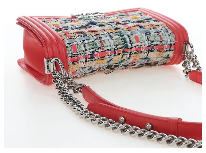 CHANEL Boy Chanel 25 Borsa a tracolla con catena in tweed rosa argento CC Auth BA14598SAM - vista 6