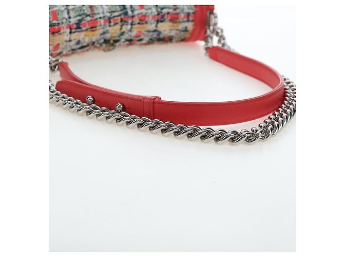 CHANEL Boy Chanel 25 Borsa a tracolla con catena in tweed rosa argento CC Auth BA14598SAM - vista 7