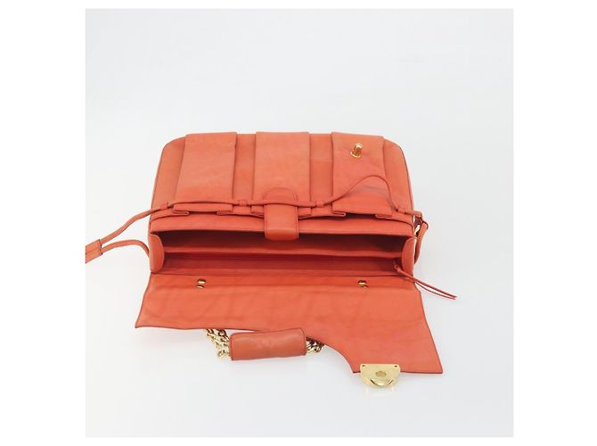 Borsa a mano con catena BALLY in pelle Orange Gold Auth 196277 D'oro Arancione - vista 11