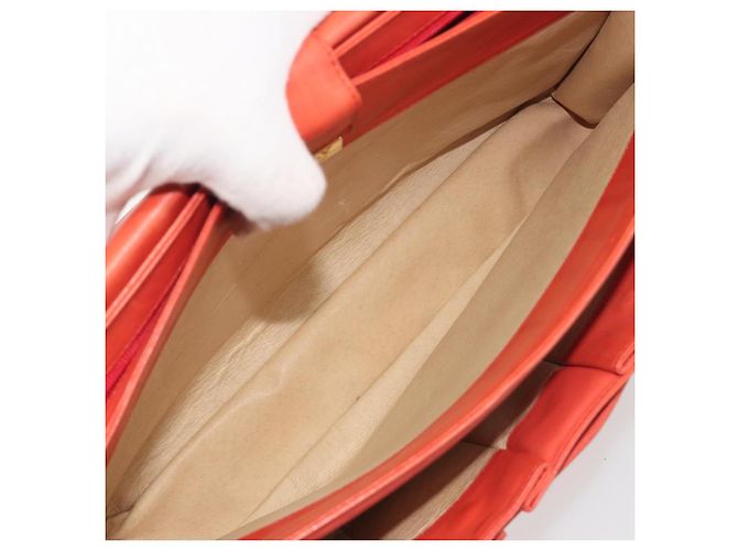 Borsa a mano con catena BALLY in pelle Orange Gold Auth 196277 D'oro Arancione - vista 12