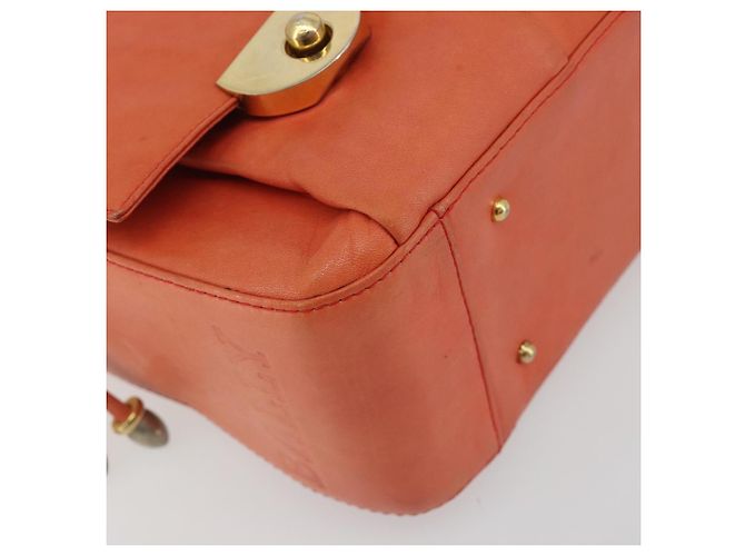 Borsa a mano con catena BALLY in pelle Orange Gold Auth 196277 D'oro Arancione - vista 14