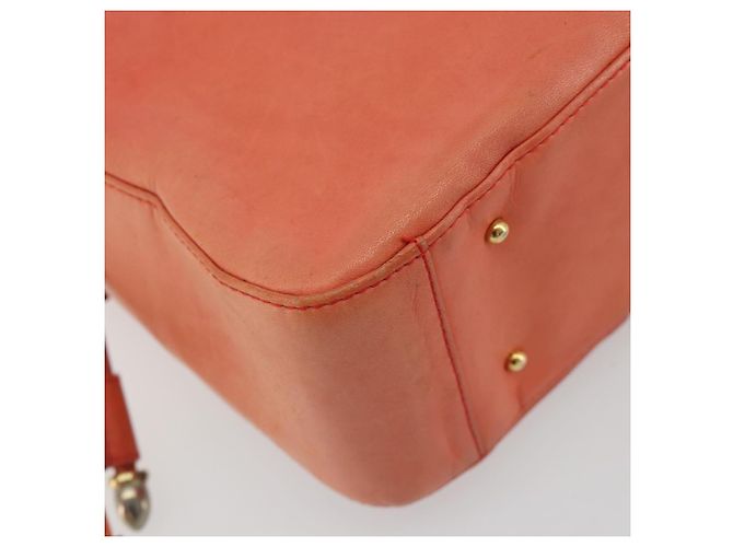 Borsa a mano con catena BALLY in pelle Orange Gold Auth 196277 D'oro Arancione - vista 16