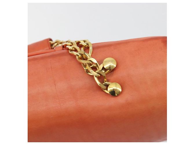 Borsa a mano con catena BALLY in pelle Orange Gold Auth 196277 D'oro Arancione - vista 18