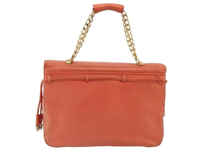 Borsa a mano con catena BALLY in pelle Orange Gold Auth 196277 D'oro Arancione - vista 2