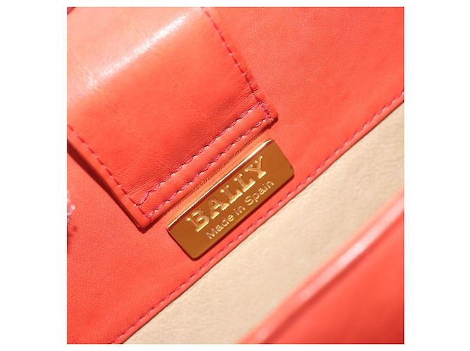 Borsa a mano con catena BALLY in pelle Orange Gold Auth 196277 D'oro Arancione - vista 20