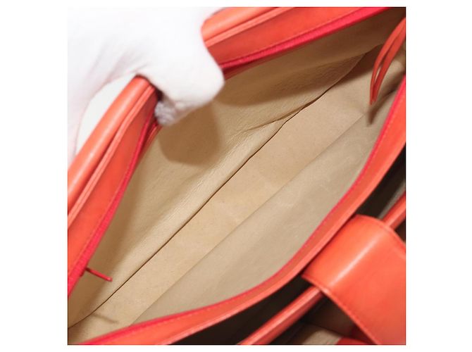 Borsa a mano con catena BALLY in pelle Orange Gold Auth 196277 D'oro Arancione - vista 23