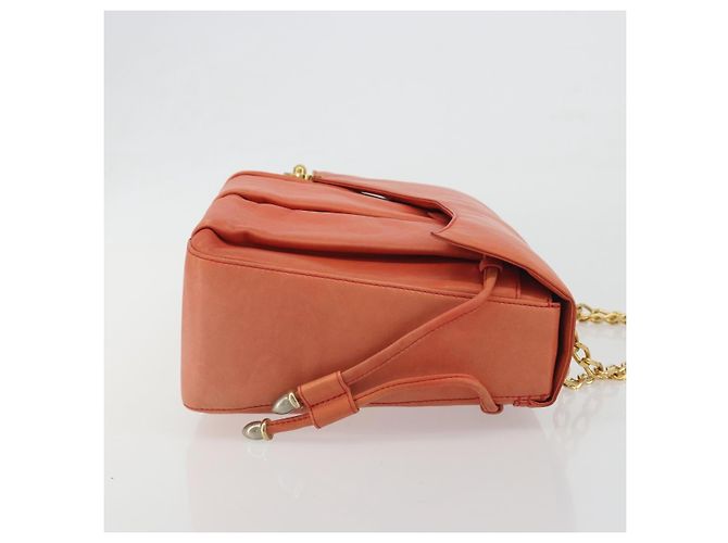 Borsa a mano con catena BALLY in pelle Orange Gold Auth 196277 D'oro Arancione - vista 3