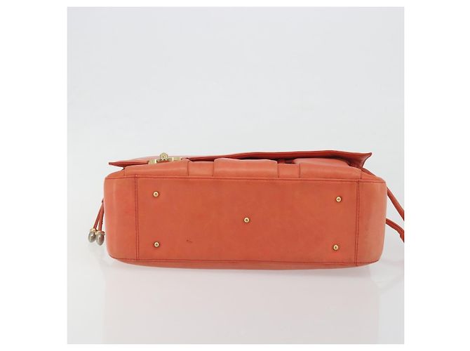 Borsa a mano con catena BALLY in pelle Orange Gold Auth 196277 D'oro Arancione - vista 5