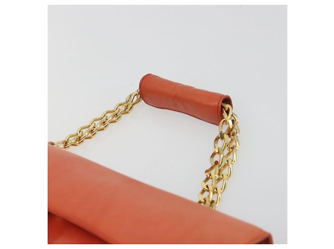 Borsa a mano con catena BALLY in pelle Orange Gold Auth 196277 D'oro Arancione - vista 8