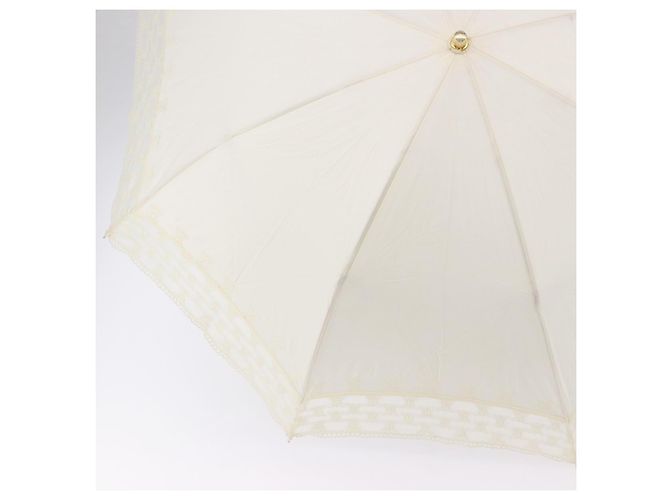 Céline Ombrello pieghevole CELINE Nylon White Gold Auth 193720M Bianco D'oro - vista 4