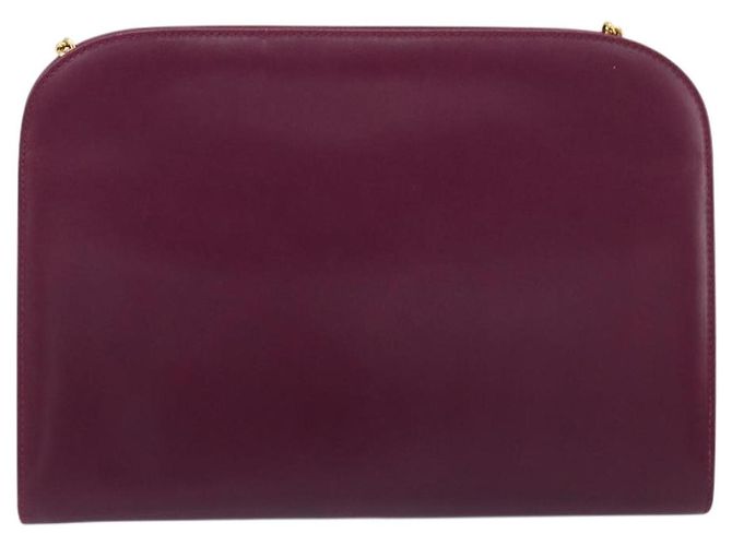 Sac à épaule Salvatore Ferragamo Gancini Chain en cuir violet et or Auth 196275A Doré - vue 2
