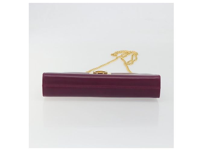 Sac à épaule Salvatore Ferragamo Gancini Chain en cuir violet et or Auth 196275A Doré - vue 5
