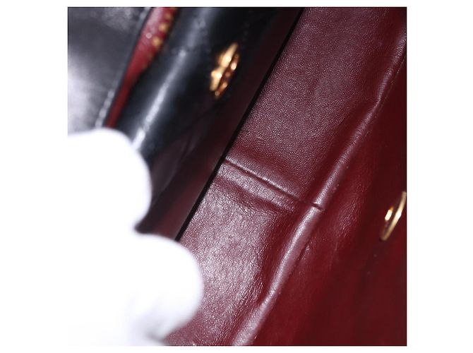 Borsa a tracolla CHANEL Matelasse con catena in pelle d'agnello nera e oro CC Auth 195725 Nero D'oro - vista 11