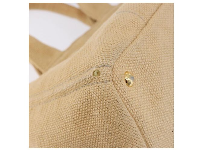 Borsa Tote PRADA Canapa GM Paglia Beige Oro Auth 194284 D'oro - vista 10