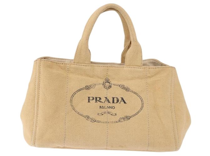 Borsa Tote PRADA Canapa GM Paglia Beige Oro Auth 194284 D'oro - vista 13