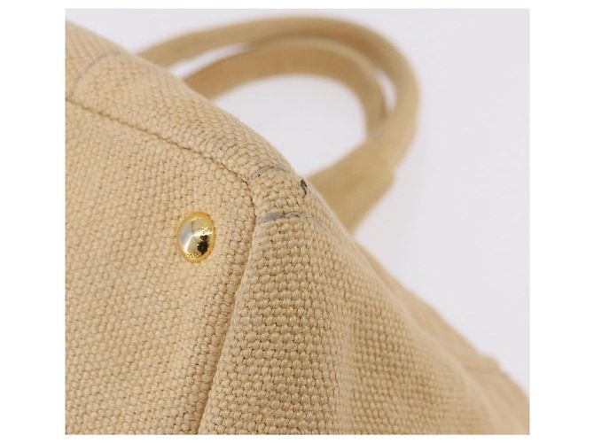Borsa Tote PRADA Canapa GM Paglia Beige Oro Auth 194284 D'oro - vista 15