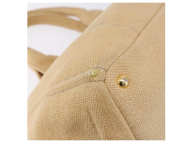 Borsa Tote PRADA Canapa GM Paglia Beige Oro Auth 194284 D'oro - vista 16