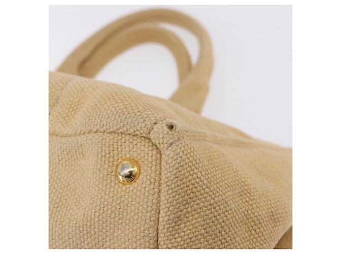 Borsa Tote PRADA Canapa GM Paglia Beige Oro Auth 194284 D'oro - vista 17
