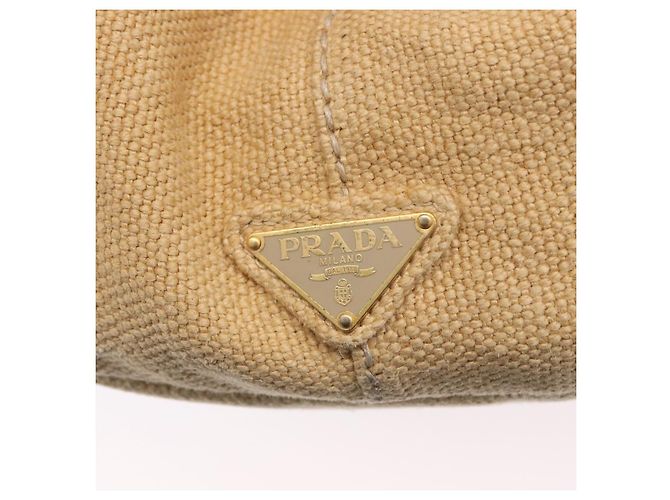 Borsa Tote PRADA Canapa GM Paglia Beige Oro Auth 194284 D'oro - vista 18