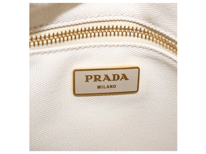 Borsa Tote PRADA Canapa GM Paglia Beige Oro Auth 194284 D'oro - vista 19