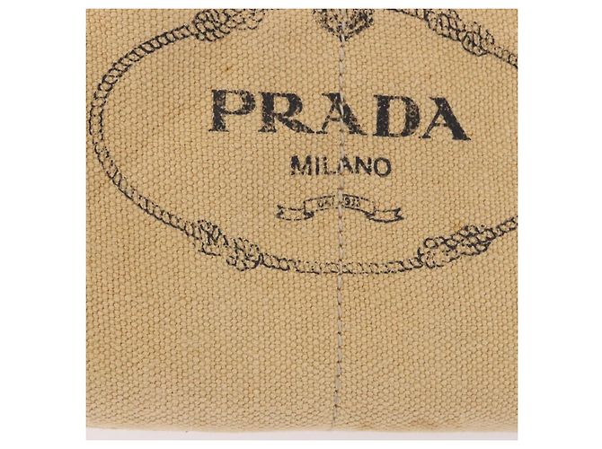 Borsa Tote PRADA Canapa GM Paglia Beige Oro Auth 194284 D'oro - vista 2