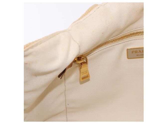 Borsa Tote PRADA Canapa GM Paglia Beige Oro Auth 194284 D'oro - vista 22