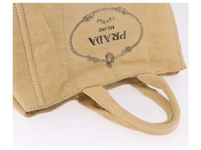 Borsa Tote PRADA Canapa GM Paglia Beige Oro Auth 194284 D'oro - vista 8