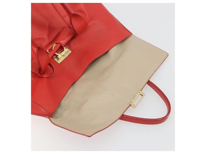 Borsa Salvatore Ferragamo Gancini in pelle rossa e oro Auth 195014 Rosso D'oro - vista 20