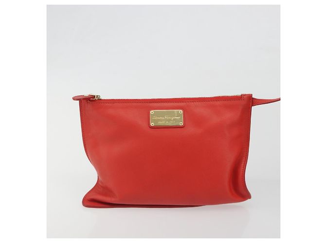 Borsa Salvatore Ferragamo Gancini in pelle rossa e oro Auth 195014 Rosso D'oro - vista 23