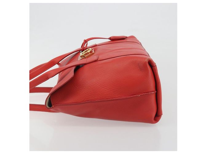 Borsa Salvatore Ferragamo Gancini in pelle rossa e oro Auth 195014 Rosso D'oro - vista 4