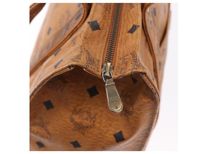 Borsa a tracolla MCM Vicetos Logogram PVC Leather Brown Gold Auth 195687 Marrone D'oro - vista 10