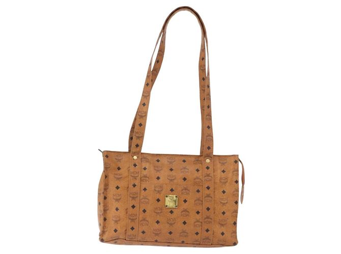 Borsa a tracolla MCM Vicetos Logogram PVC Leather Brown Gold Auth 195687 Marrone D'oro - vista 13