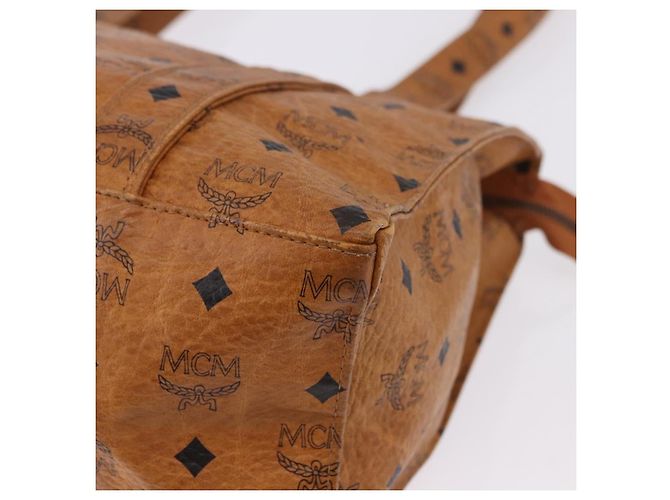 Borsa a tracolla MCM Vicetos Logogram PVC Leather Brown Gold Auth 195687 Marrone D'oro - vista 14