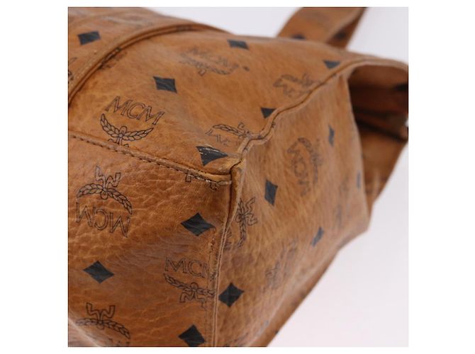Borsa a tracolla MCM Vicetos Logogram PVC Leather Brown Gold Auth 195687 Marrone D'oro - vista 16