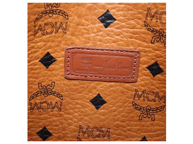 Borsa a tracolla MCM Vicetos Logogram PVC Leather Brown Gold Auth 195687 Marrone D'oro - vista 17