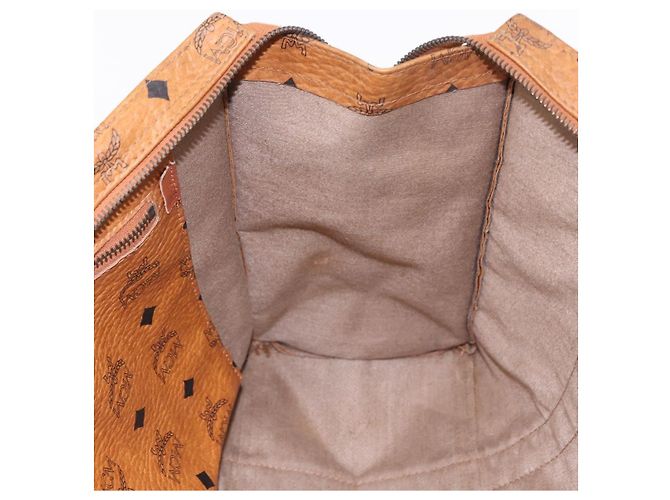 Borsa a tracolla MCM Vicetos Logogram PVC Leather Brown Gold Auth 195687 Marrone D'oro - vista 18