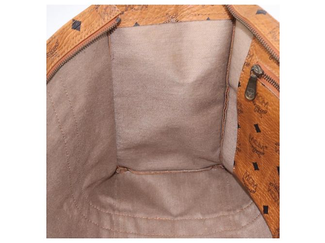 Borsa a tracolla MCM Vicetos Logogram PVC Leather Brown Gold Auth 195687 Marrone D'oro - vista 19