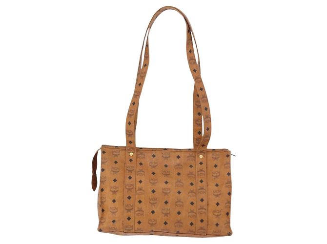 Borsa a tracolla MCM Vicetos Logogram PVC Leather Brown Gold Auth 195687 Marrone D'oro - vista 2
