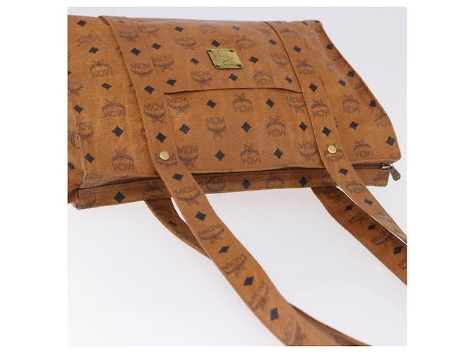 Borsa a tracolla MCM Vicetos Logogram PVC Leather Brown Gold Auth 195687 Marrone D'oro - vista 6