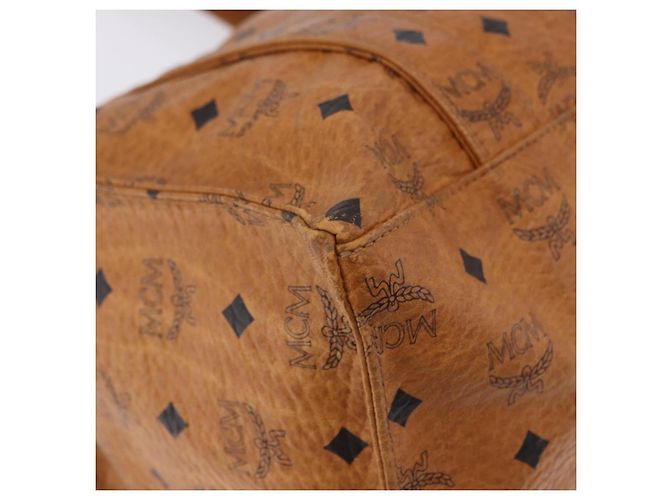 Borsa a tracolla MCM Vicetos Logogram PVC Leather Brown Gold Auth 195687 Marrone D'oro - vista 9