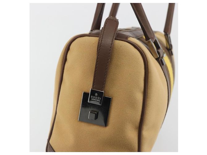 Borsa Boston GUCCI Sherry Line Canvas Beige Silver 000 0851 Auth 195413A Argento - vista 10