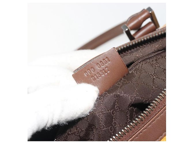 Borsa Boston GUCCI Sherry Line Canvas Beige Silver 000 0851 Auth 195413A Argento - vista 12