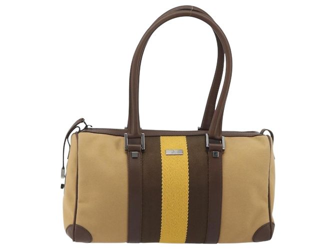 Borsa Boston GUCCI Sherry Line Canvas Beige Silver 000 0851 Auth 195413A Argento - vista 13